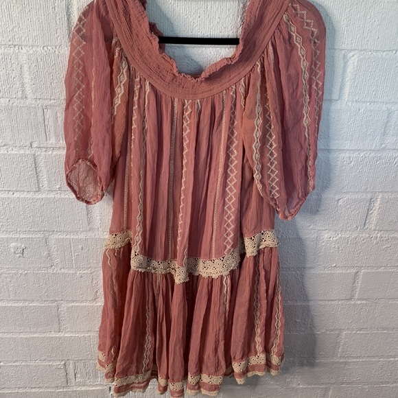 ANTHROPOLOGIE FLOREAT Orchard Off the Shoulder Drop Waist Dress Rose Blush sz M - Picture 10 of 10